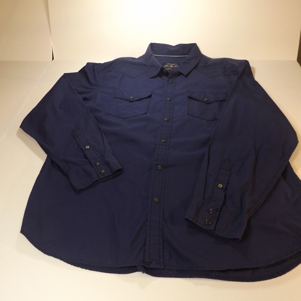 American Eagle Outfitters Mens XXL Prep Fit Navy Blue Micro Dot Button Down